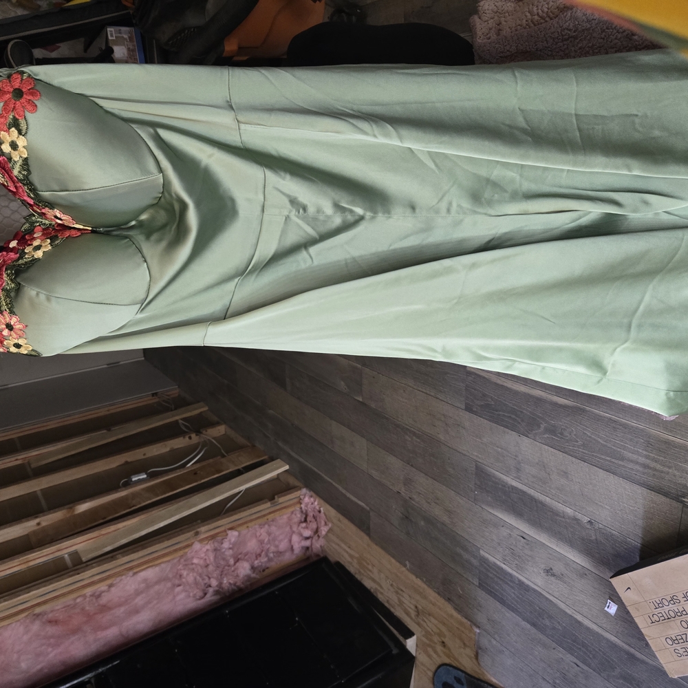 Floral Embroidered Green Dress